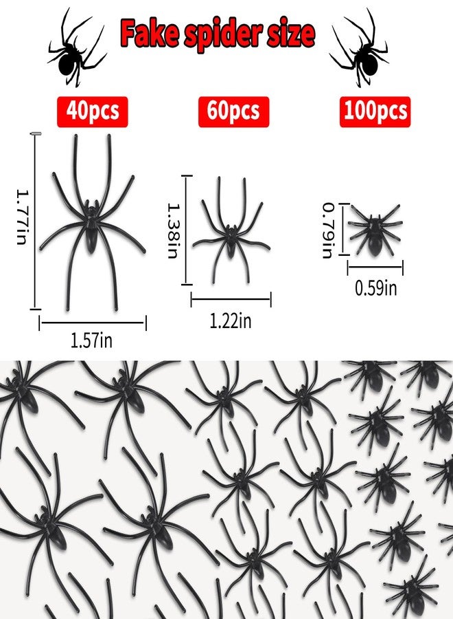 Junware Fake Spiders, 200 Pieces Realistic Plastic Spiders, 3 Sizes Black Small Spiders Halloween Prank Props for Halloween Home Party Decorations - Image 4